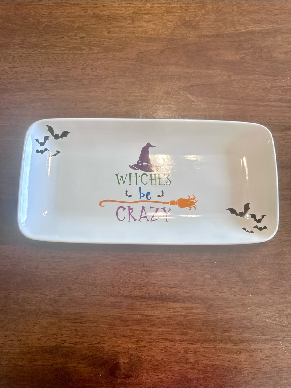 Crofton “Witches Be Crazy” Festive Halloween Serving Tray- White